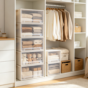 Stackable Closet Storage Bins Set